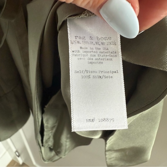 Rag & Bone khaki green Ayon silk sleeveless drawstring dress - Small - Picture 8 of 8